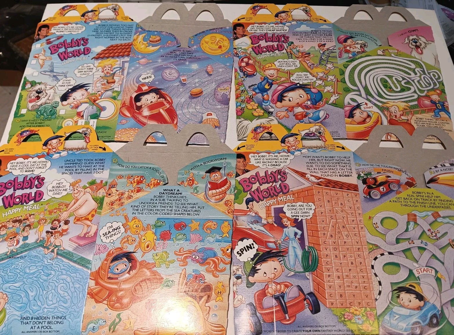 Bobby\'s World/McDonald’s 1993 COMPLETE SET OF 4 Happy Meal Boxes - BRAND NEW