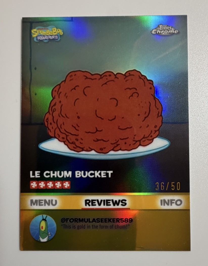 2025 Topps Chrome SpongeBob Kelp Review #BB-20 Chum Fricassee Gold Refractor /50