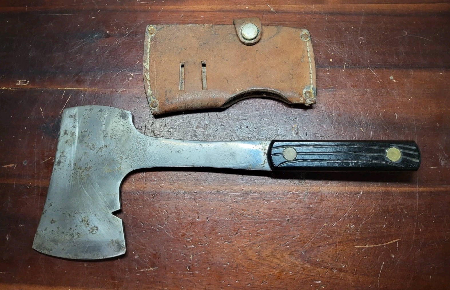 Vintage Utica Sportsman Hatchet w/ Leather Sheath
