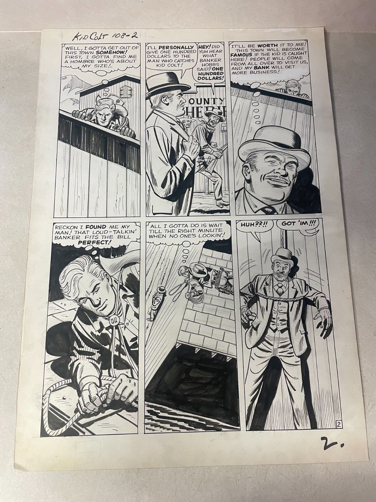 KID COLT OUTLAW #108 original comic art  1963 STAN LEE KELLER WESTERN MARVEL