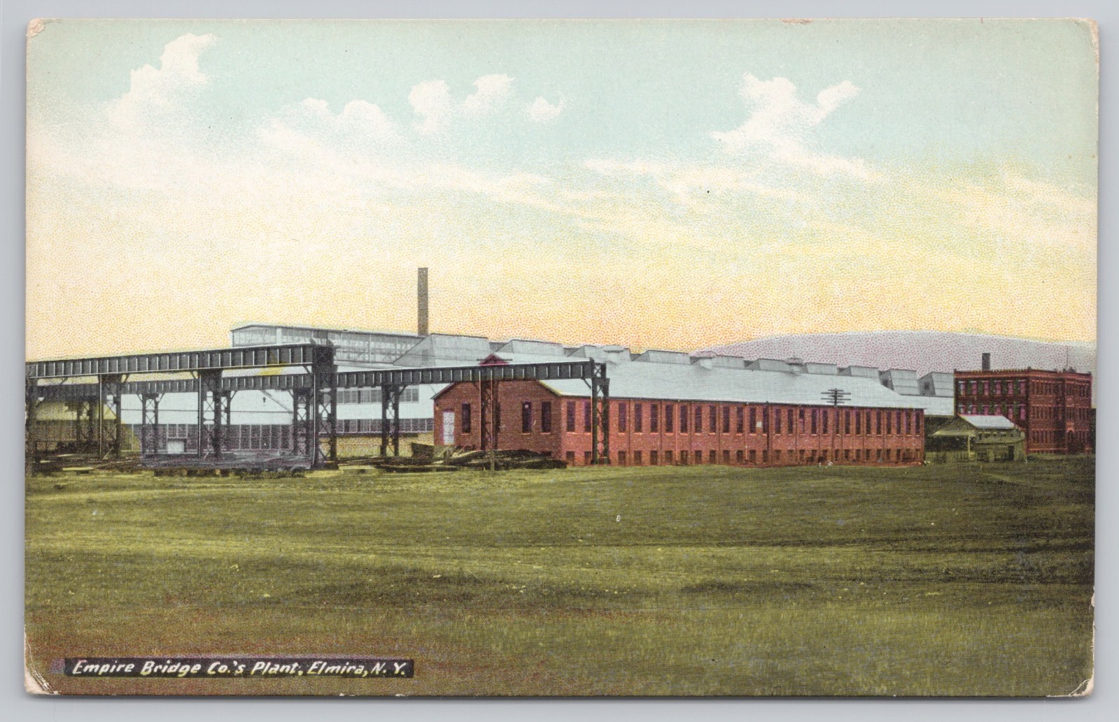 Vintage Elmira, NY Postcard Empire Bridge Co Steel Plant c.1910 Baker Bros Color