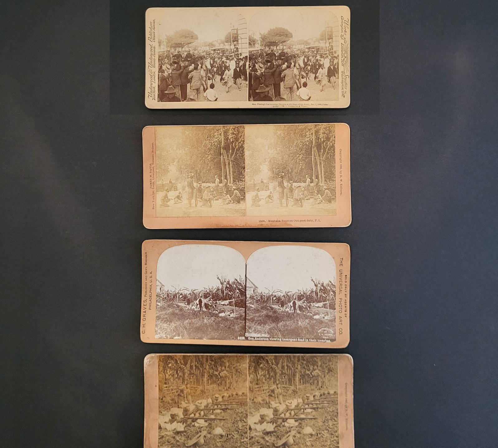 Spanish American and Philippine American Wars - Four Stereoviews - 1898-1902