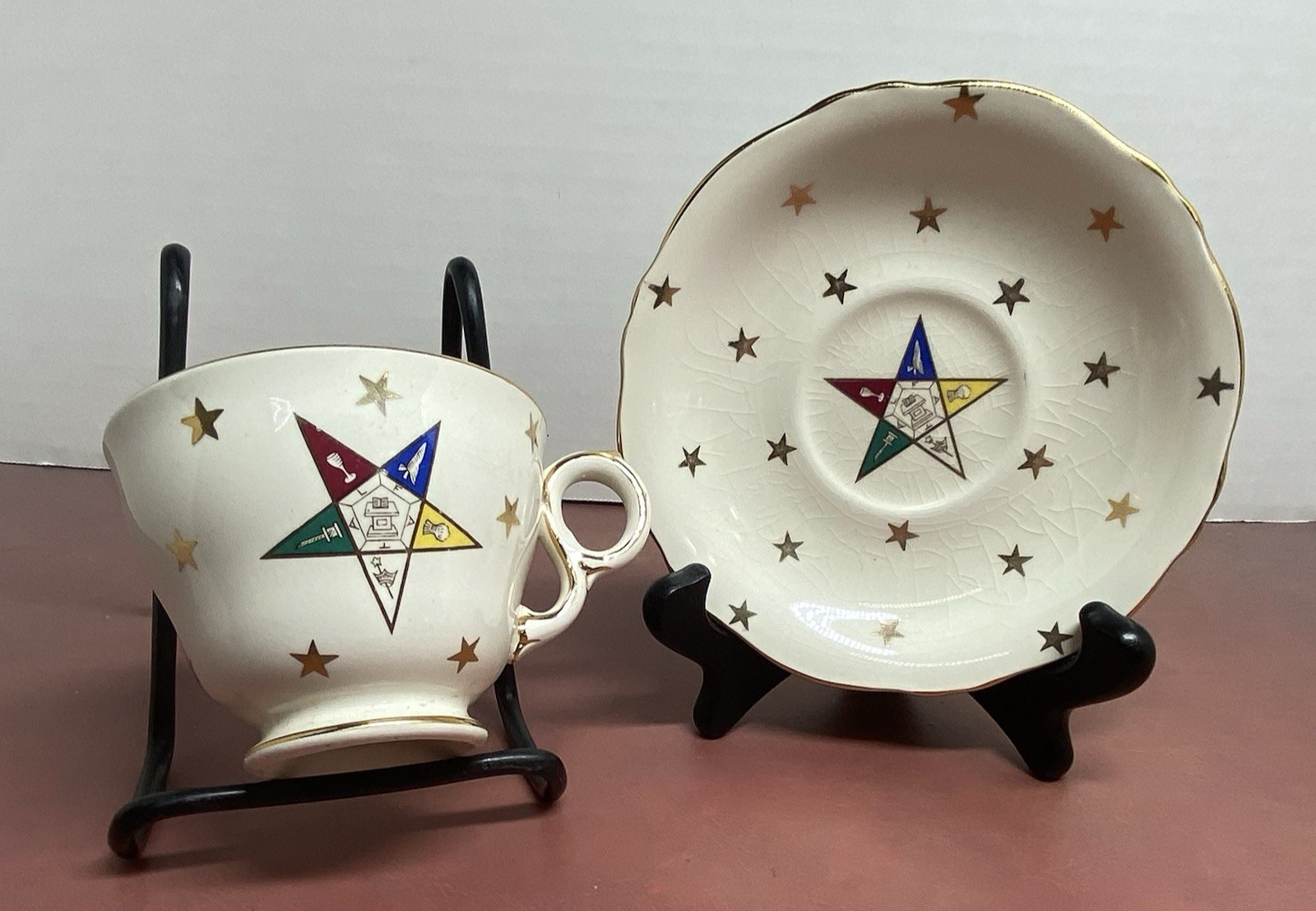 Royal Winton Order Of The Eastern Star Tea Cup & Saucer Masonic Made in England Royal Winton Order Of The Eastern Star Tea Cup & Saucer Masonic Made in England