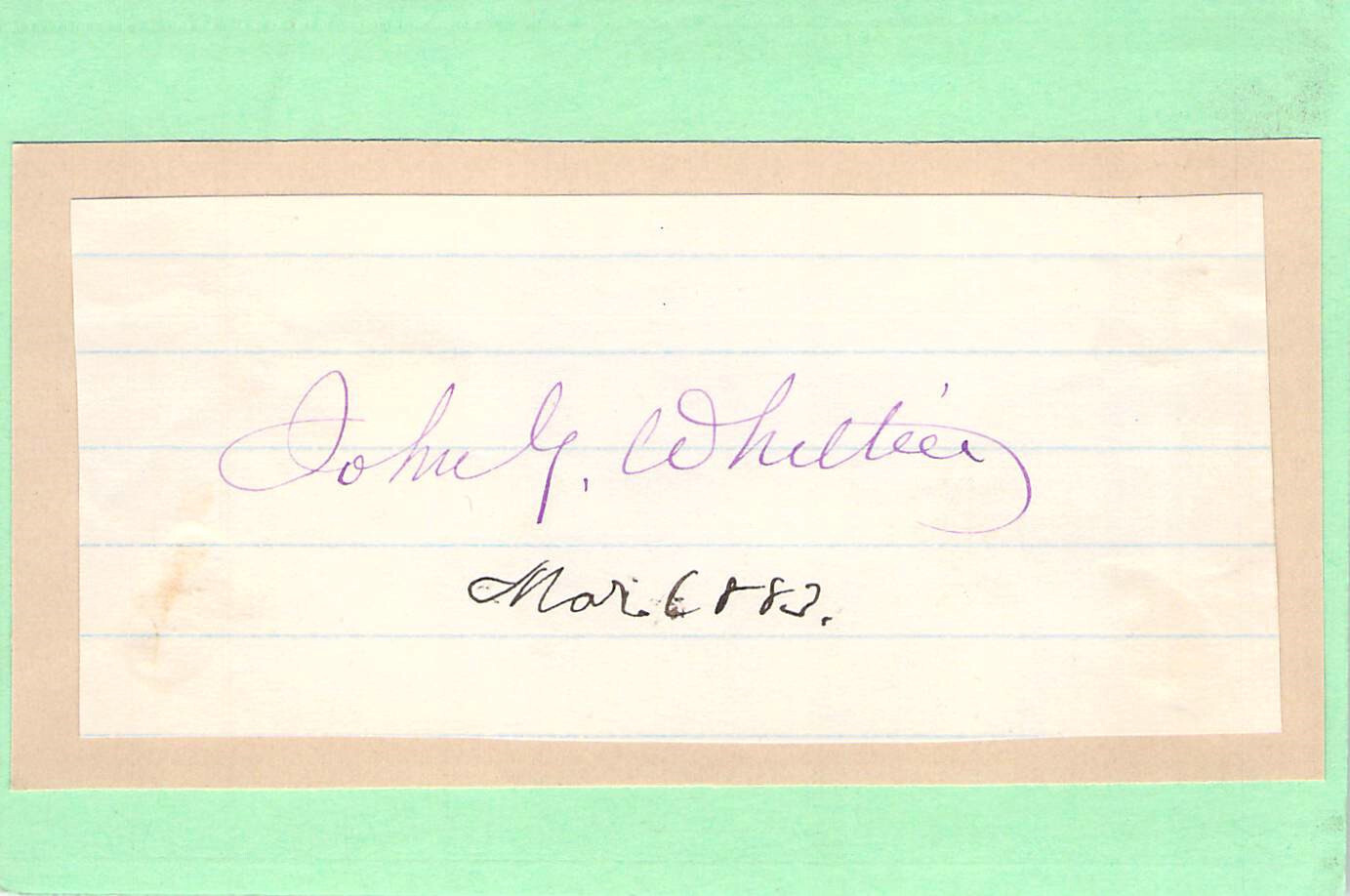 JOHN GREENLEAF WHITTIER  ABOLITIONIST   AUTOGRAPH