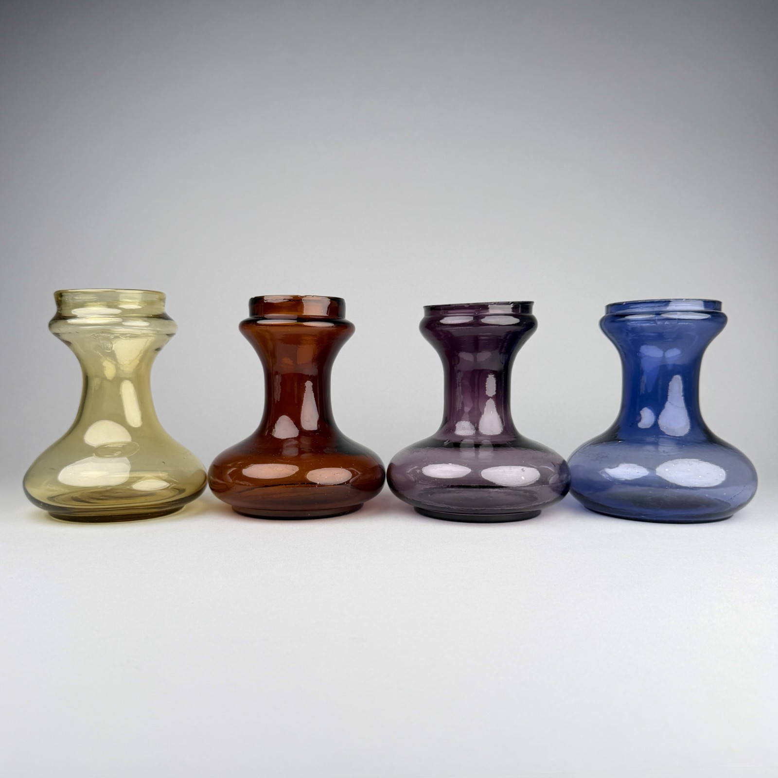 Set Of 4 Antique 19th Century English Bristol Glass Hyacinth / Bulb Vases 6\