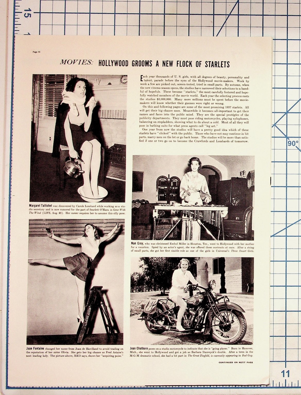 1930s Hollywood Starlets Magazine Page Joan Fontaine Margaret Tallichet Nan Grey