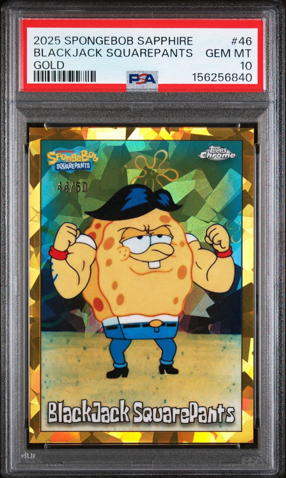 2025 Topps Chrome Sapphire SpongeBob #46 BlackJack Squarepants Gold #/50 PSA 10 2025 Topps Chrome Sapphire SpongeBob #46 BlackJack Squarepants Gold #/50 PSA 10