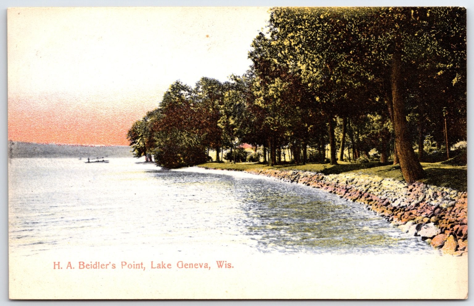 H. A. Beidler\'s Point Lake Geneva Wisconsin Early 1900s German Postcard
