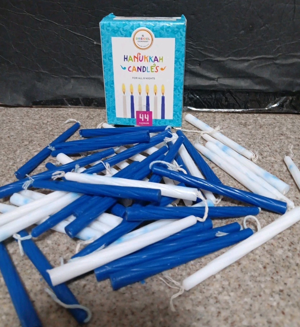 The Dreidel Company Menorah 44 White and Blue Hanukkah Candles for All 8 Nights