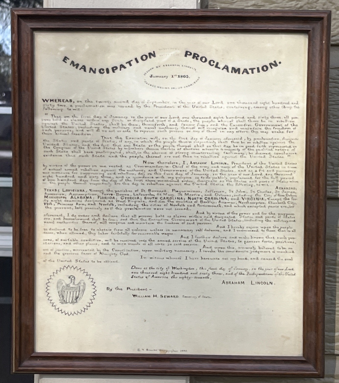 RARE 1865 EMANCIPATION PROCLAMATION SY BRENDE CHIROGRAPHER CIVIL WAR ERA RELIC