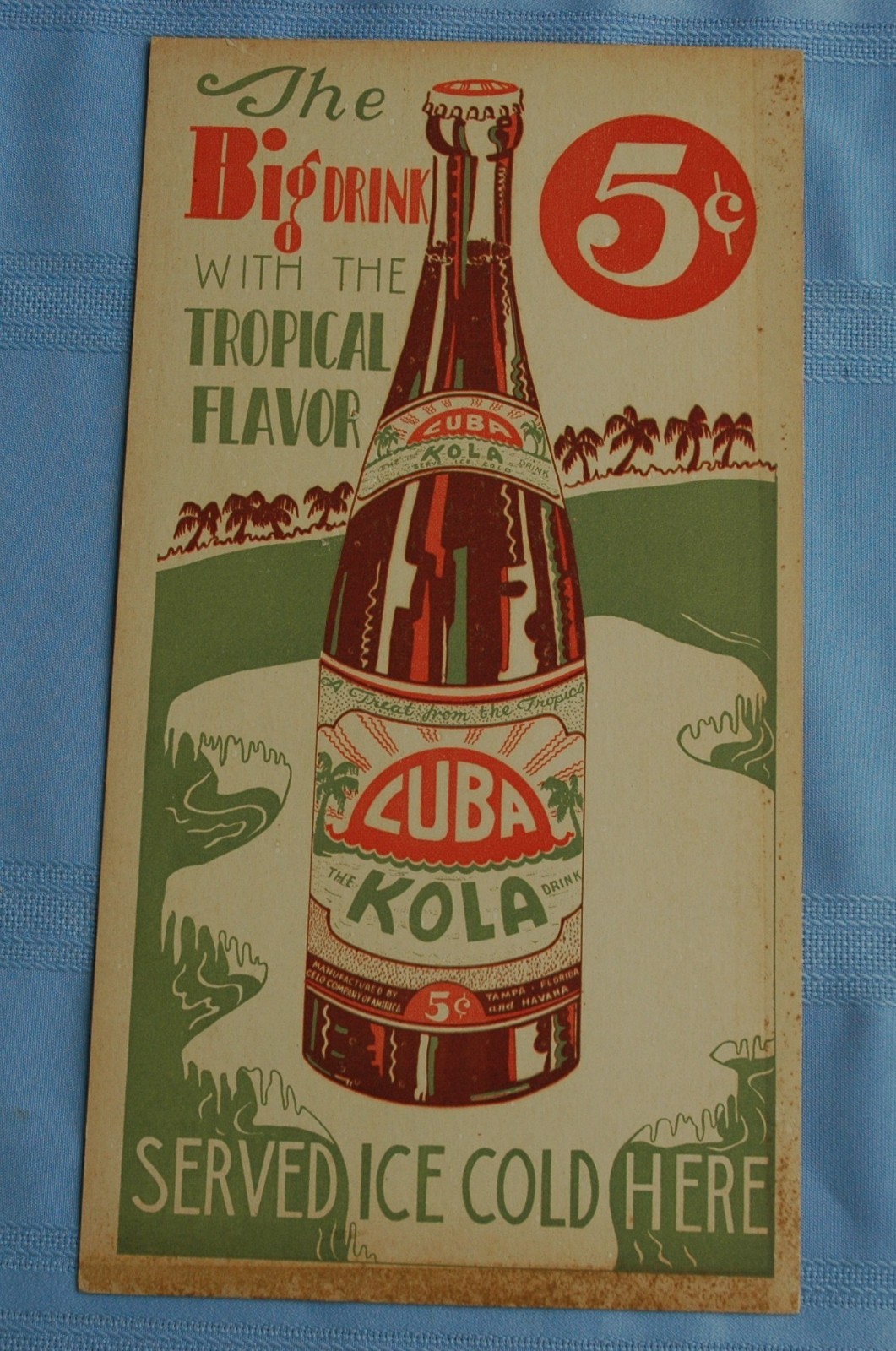 Rare Vintage Store Advertisement for Cuba Kola Big Drink W/ the Tropical Flavor