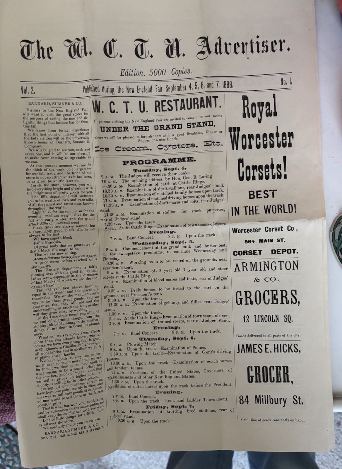 W.C.T.U. The Woman’s Christian Temperance Union Advertiser New England 1888
