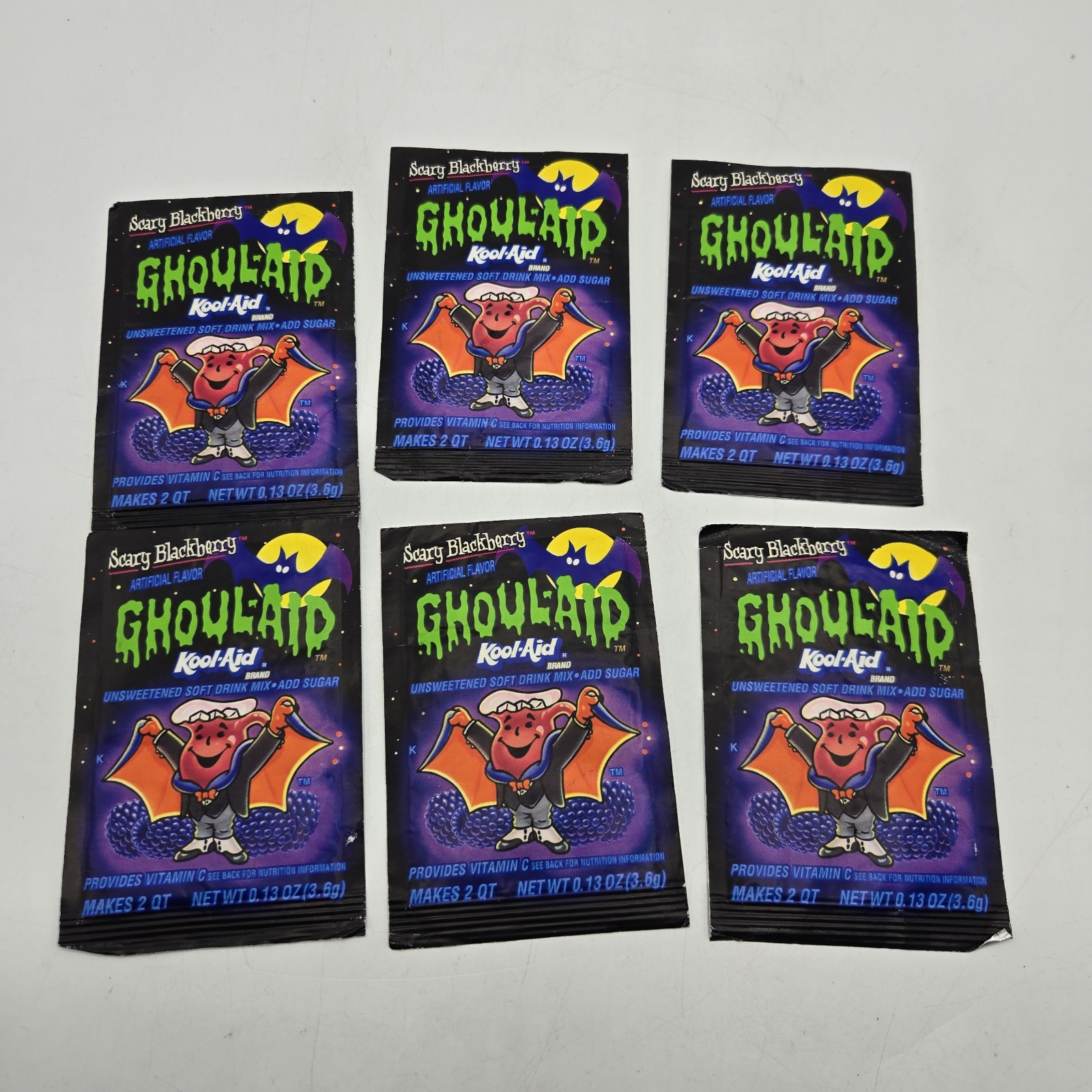 Vintage 90s Kool-Aid Ghoul Aid Packets - Lot Of 6 - Halloween Packaging