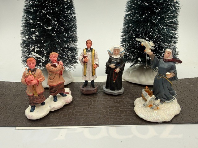 Lemax D56 Christmas Village Figurine/Accessories Lot of 4: Church Holy Nun