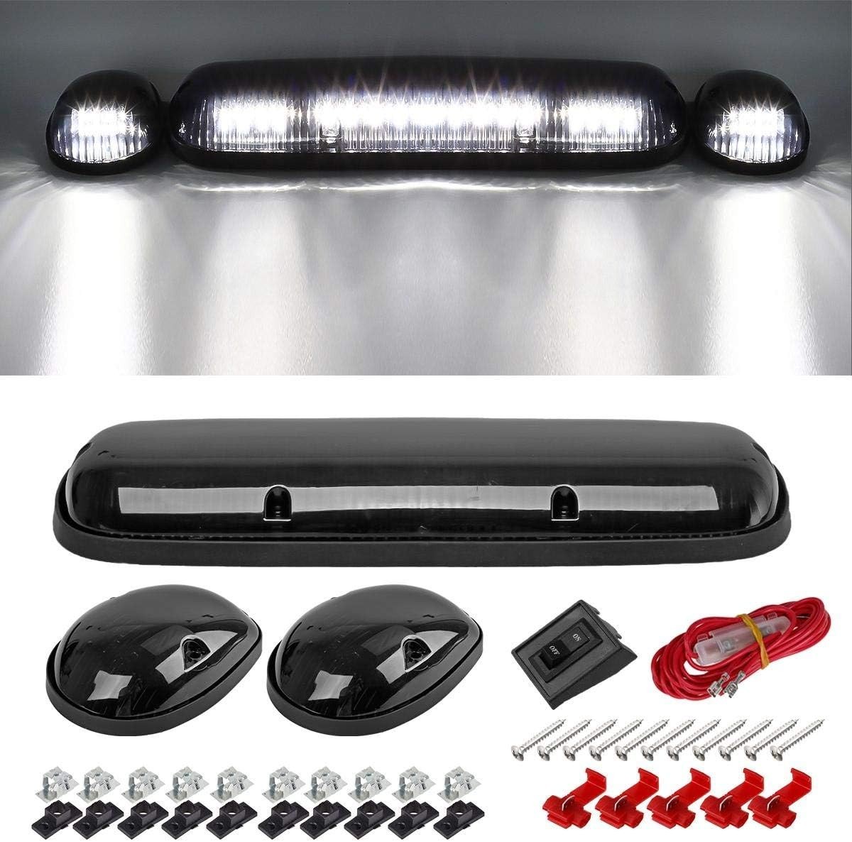 Kit De Luces De Techo 30 LED Blancas Lente Ahumado Para Camion Silverado