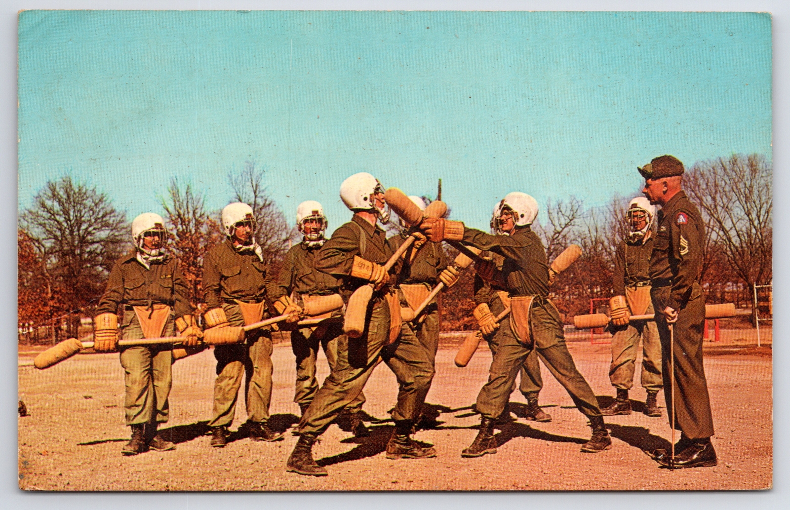 Fort Leonard Wood MO~Viet Nam Era Soldiers in Bayonet Training~1968 PM Postcard