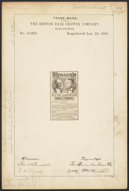 Benton Hair Grower Company Trademark 1884 Advertising Label Hair Grower