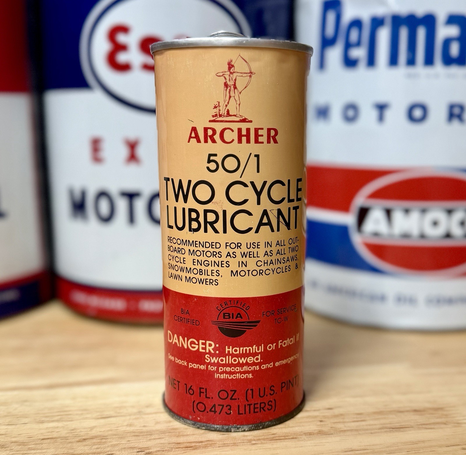 Vintage Archer Outboard Motor Oil Can 16oz Empty