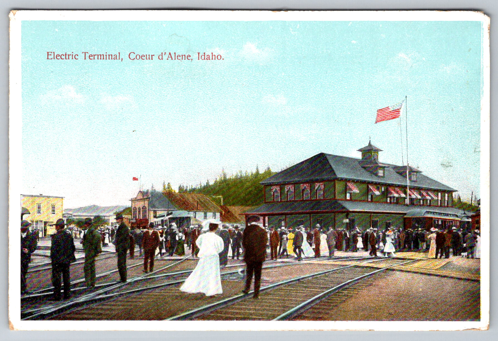 c1910s Electric Terminal Coeur d\'Alene Idaho M. Rieder Antique Postcard