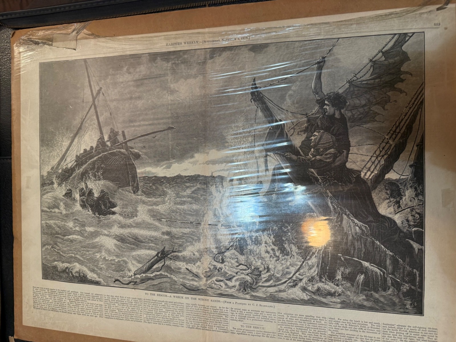 Antique Harper's Weekly Print Nov. 2, 1878 shipwreck ESTATE SALE FIND-make offer