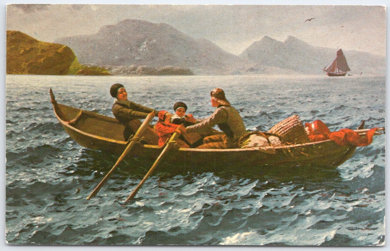 Vintage \'The Helping Hand\' by Hans Dahl Norwegian Art Postcard