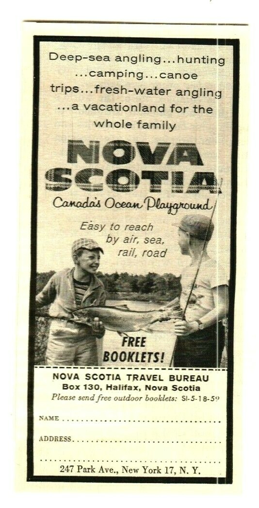 1959 Nova Scotia Travel Bureau Advertisement Halifax, Nova Scotia