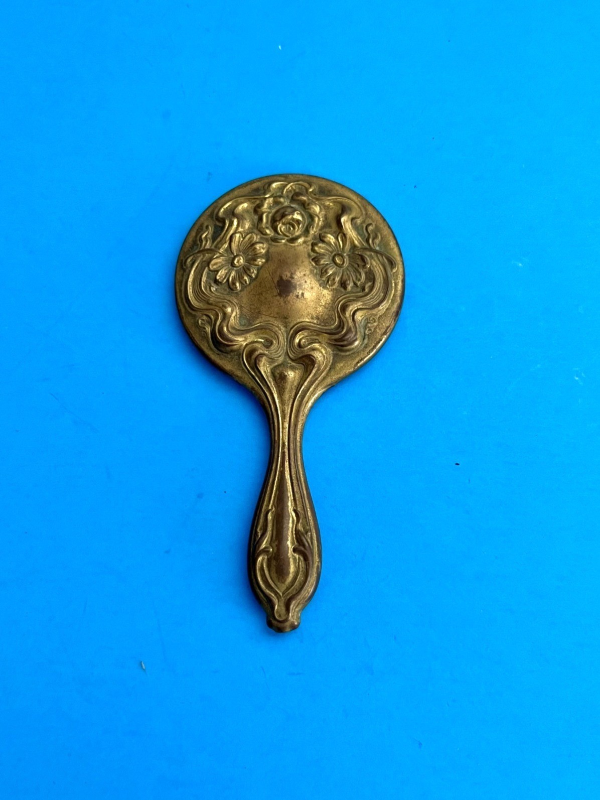 Antique Art Nouveau Miniature Gilt Hand Mirror Circa 1900-1905 Antique Art Nouveau Miniature Gilt Hand Mirror Circa 1900-1905