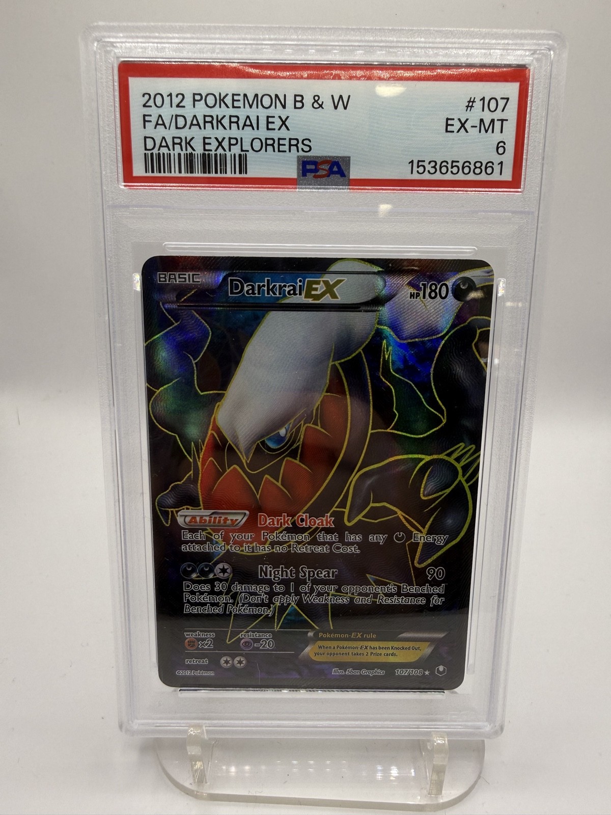 Darkrai EX (107 Full Art) 107/108 Dark Explorers Holo PSA 6