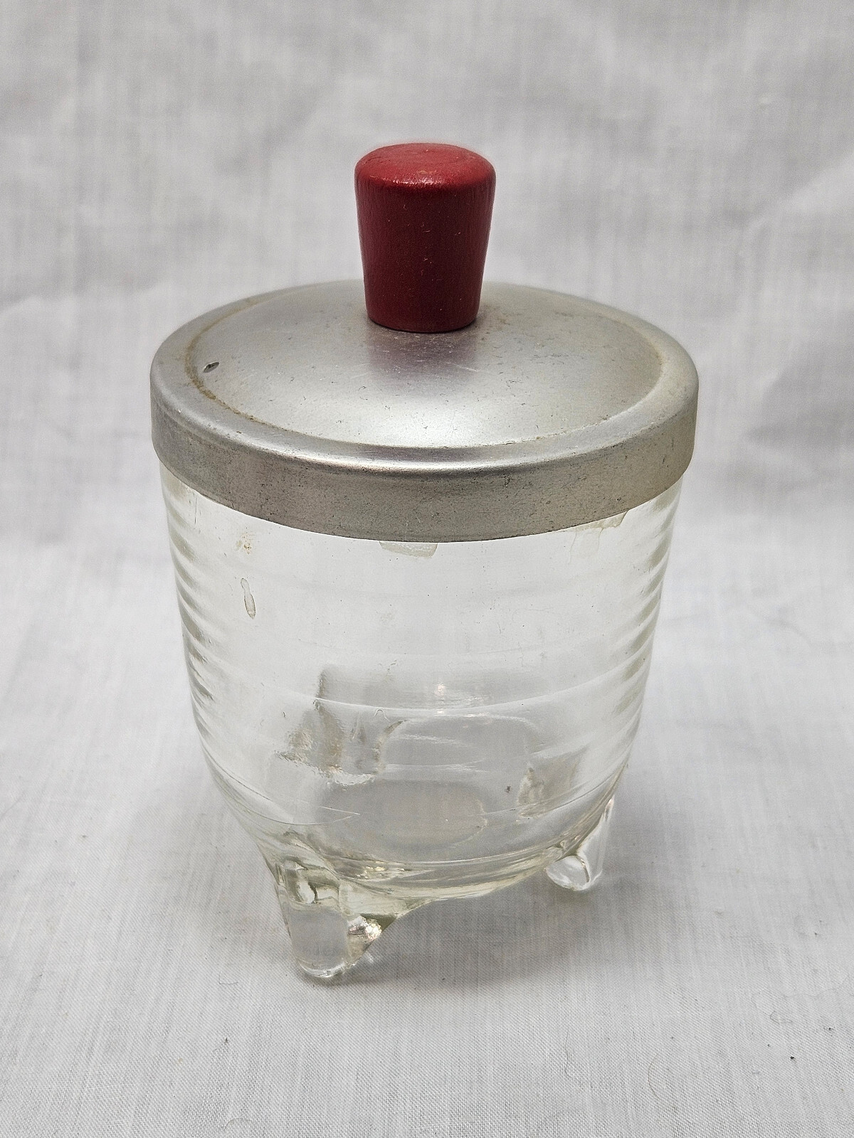 Vintage Mckee Glasbake Egg Coddler Cooker with Red Wooden Knob 1930s