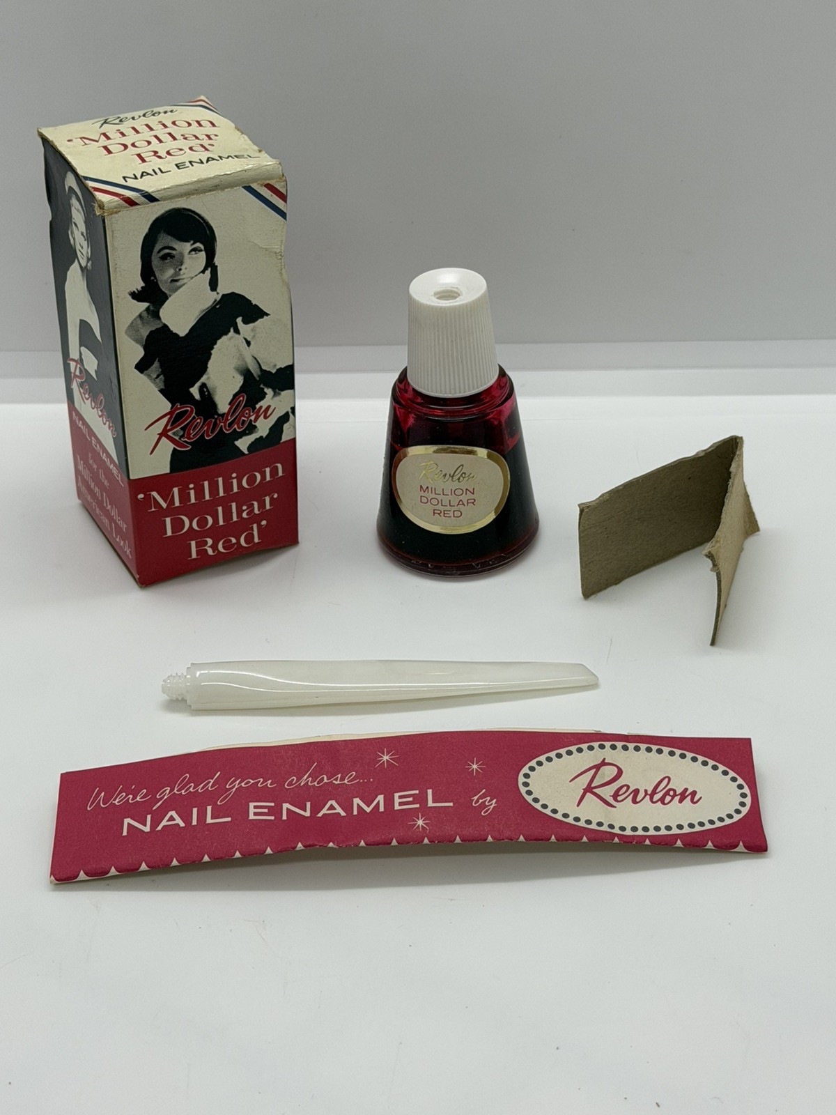 Vintage Revlon Million Dollar Red Nail Polish 1/2 Oz Bottle Box Inserts 50s 60s Vintage Revlon Million Dollar Red Nail Polish 1/2 Oz Bottle Box Inserts 50s 60s