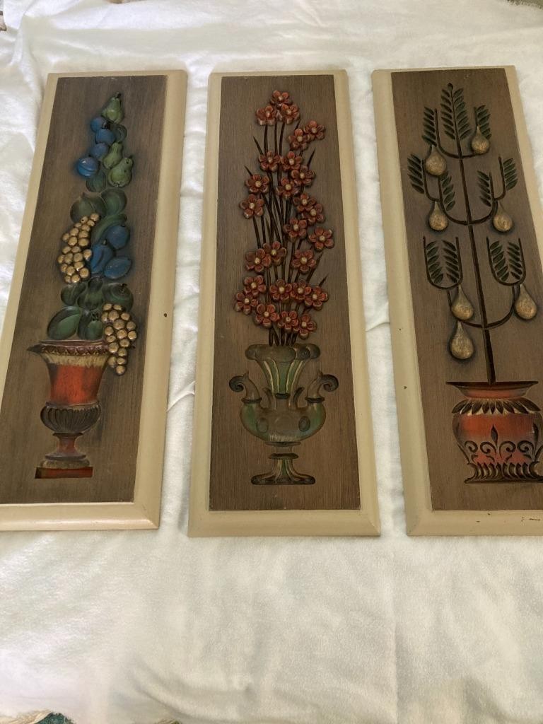 💥Three Vtg 1960s 3 Dimensional Mid Century Burwood Wall Plaques 20\ 💥Three Vtg 1960s 3 Dimensional Mid Century Burwood Wall Plaques 20\