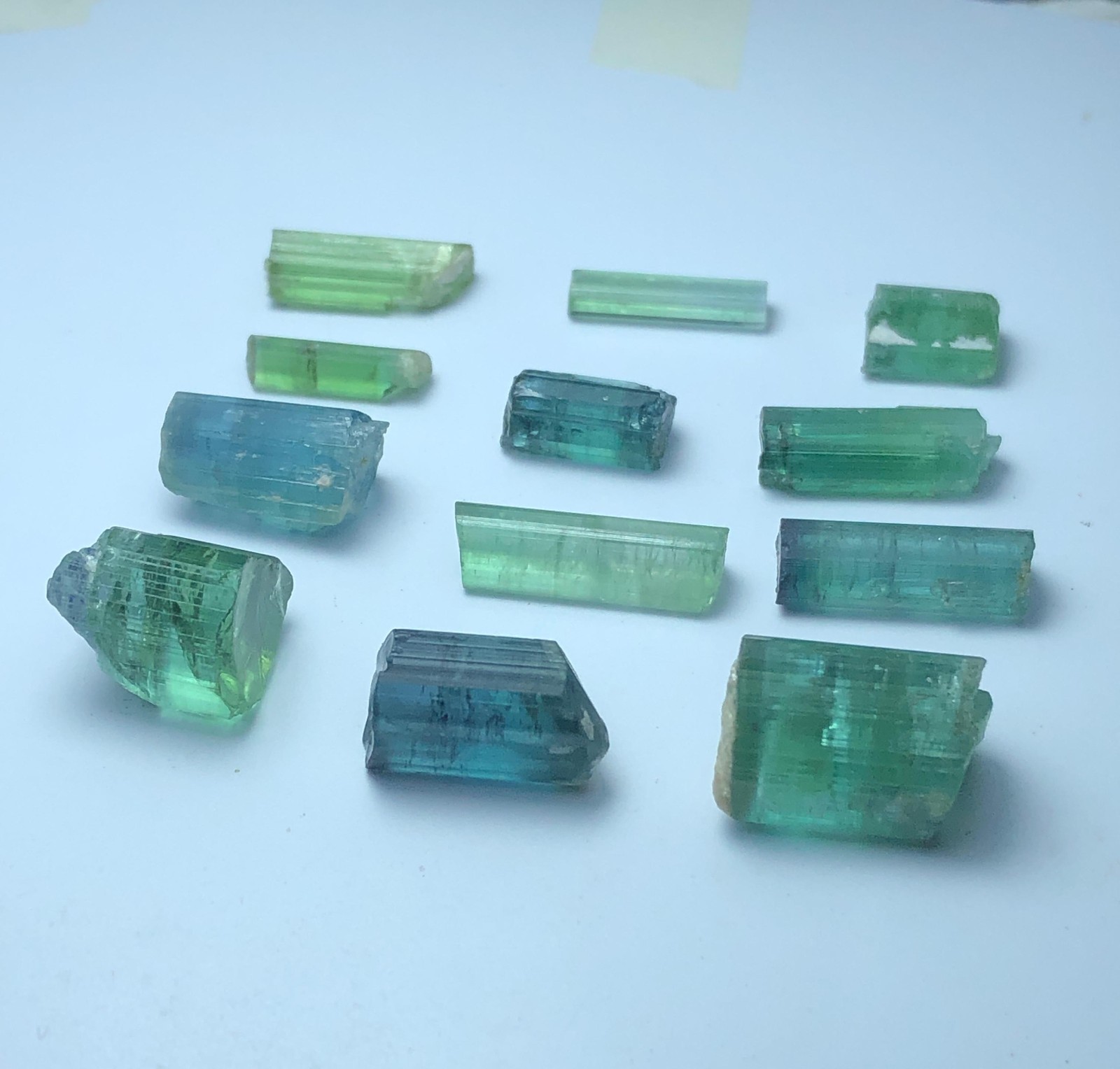 58 CT Natural Rough Blue & Green Tourmaline Crystal Origin Afghanistan 12 Pieces 58 CT Natural Rough Blue & Green Tourmaline Crystal Origin Afghanistan 12 Pieces