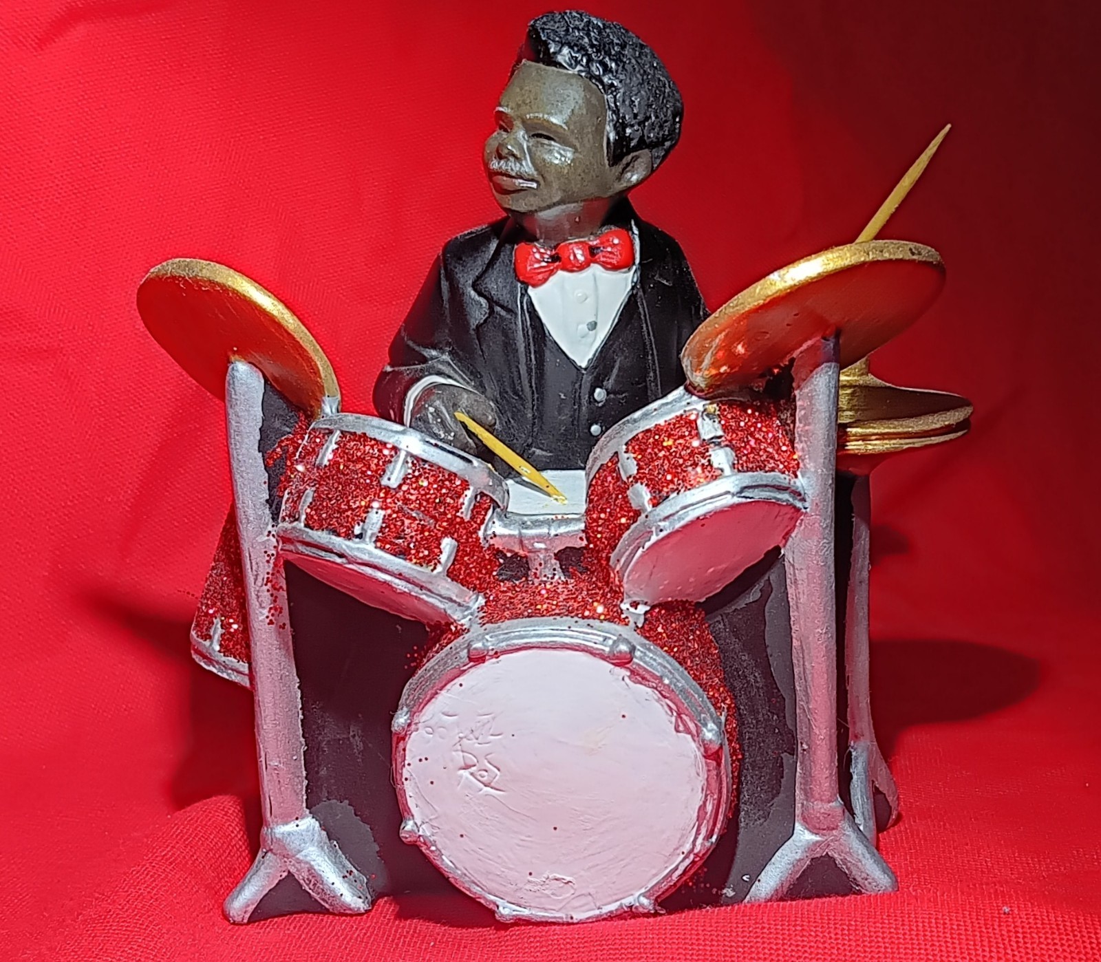 1994 All That Jazz Enesco Drummer Figurine Modified One of a Kind