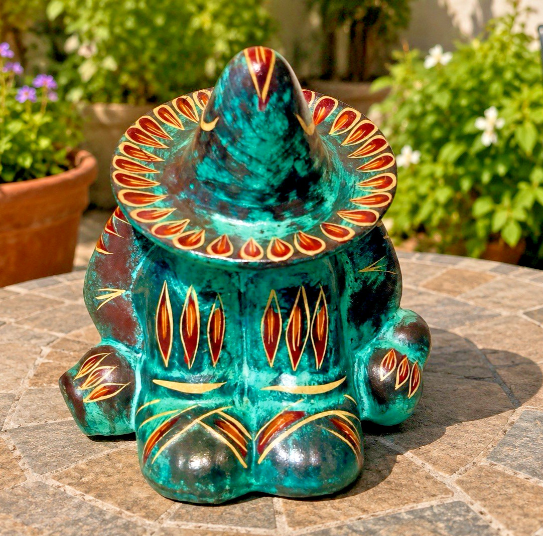 Terracotta Clay Planter Sleeping Pancho Pot Handmade Rustic Mexican Pottery