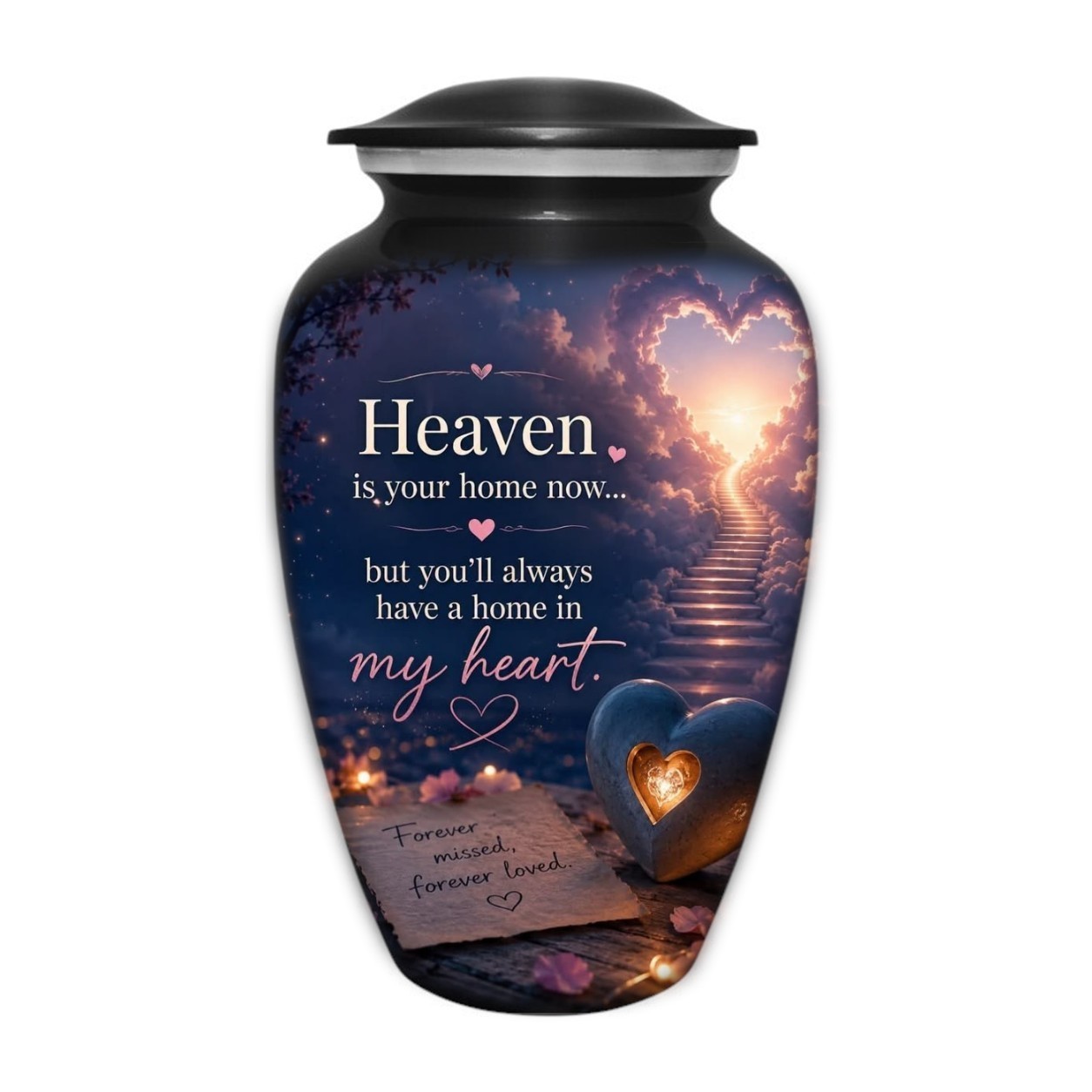 Large Metal Stairway Memorial Cremation Urn for Human Ashes Adult 10\'\' New Earns