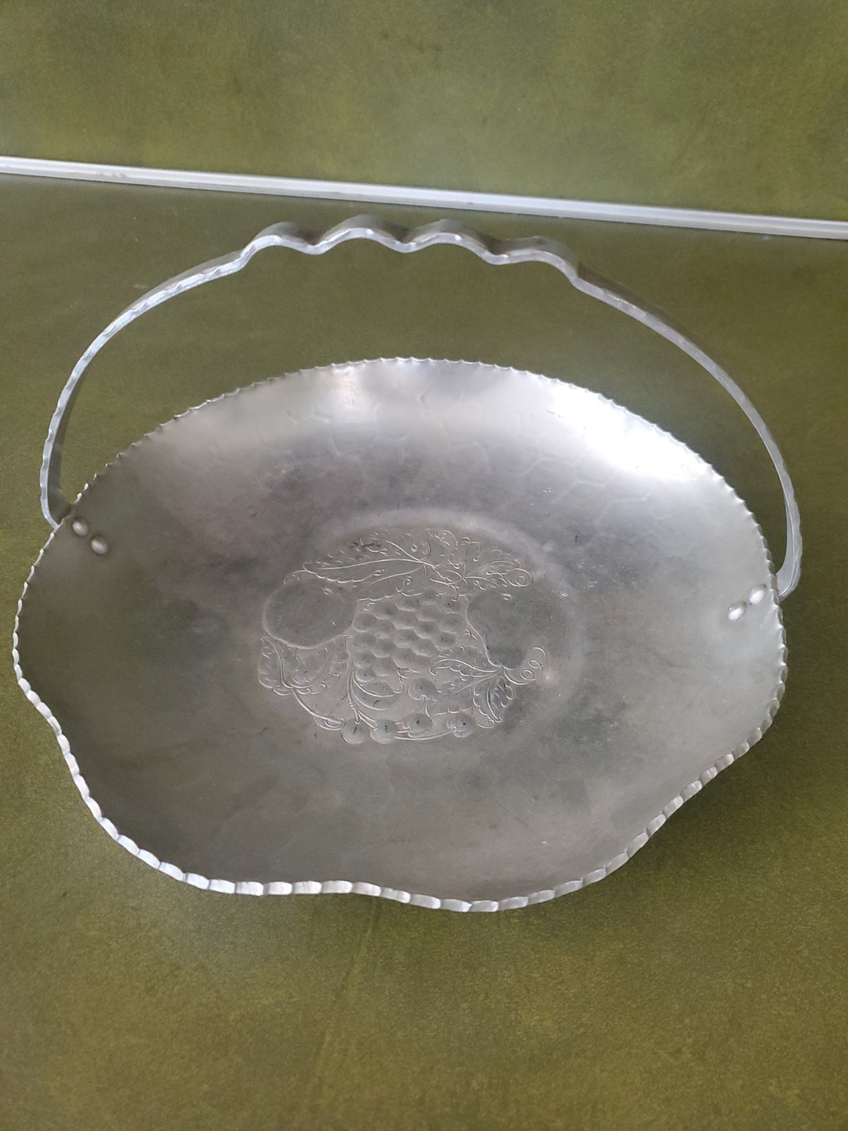 Hand Forged aluminum handled fruit tray 8.5 \
