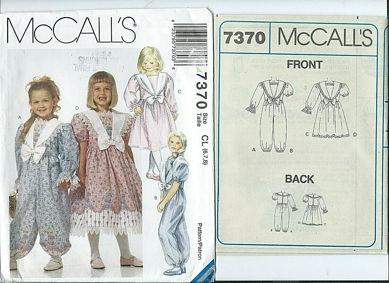 M 7370 sewing pattern old-fashioned DRESS darling JUMPSUIT sew UNCUT sizes 6,7,8 M 7370 sewing pattern old-fashioned DRESS darling JUMPSUIT sew UNCUT sizes 6,7,8
