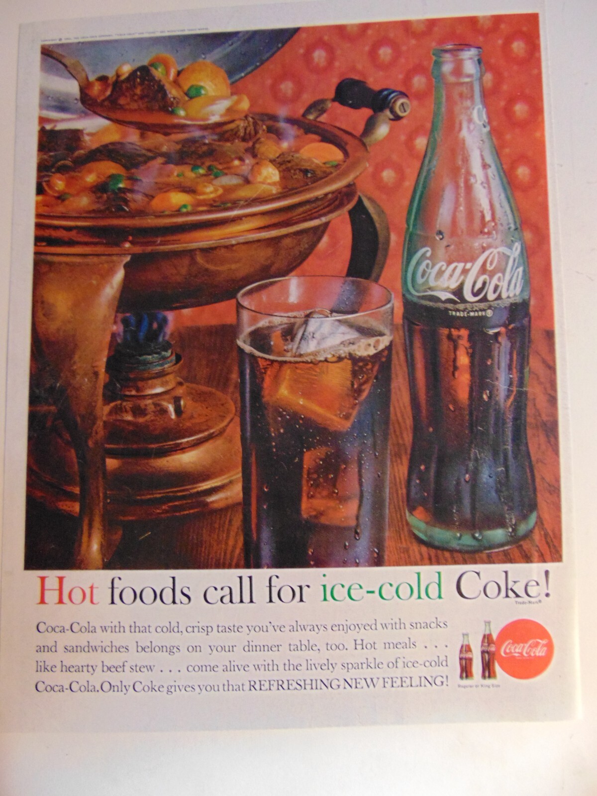 1962 Ice-Cold COKE and Hot Foods ~ print ad
