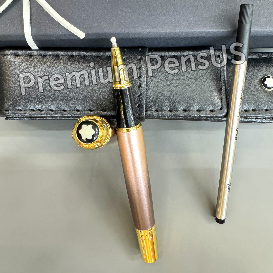 MONTBLANC Luxury Rose Pattern Rollerball Pen Gold Trim Rare Gift