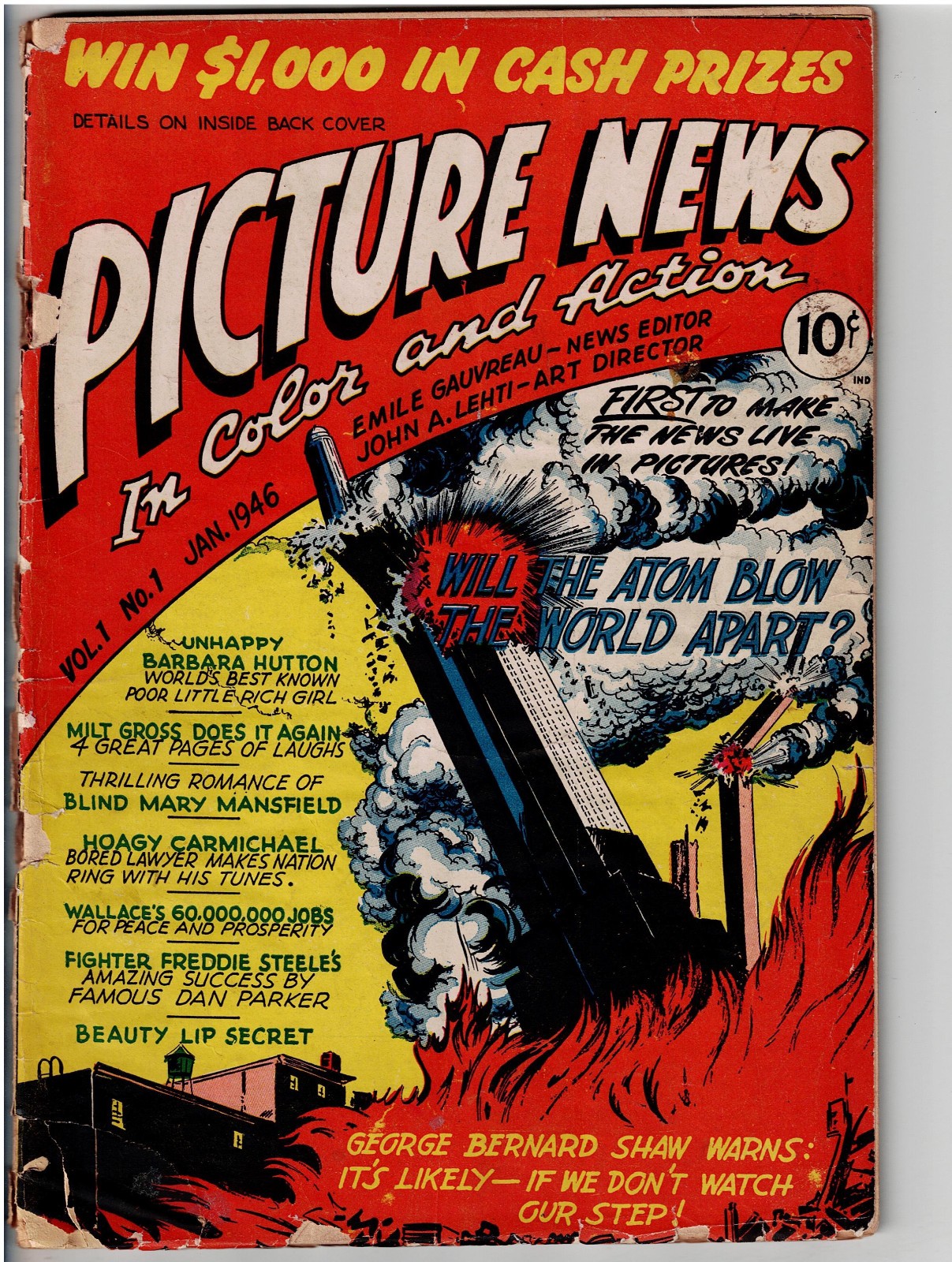 PICTURE NEWS #1 (1946) DETACHED COVER VERY RARE LAYEETE STREET GOLDEN AGE