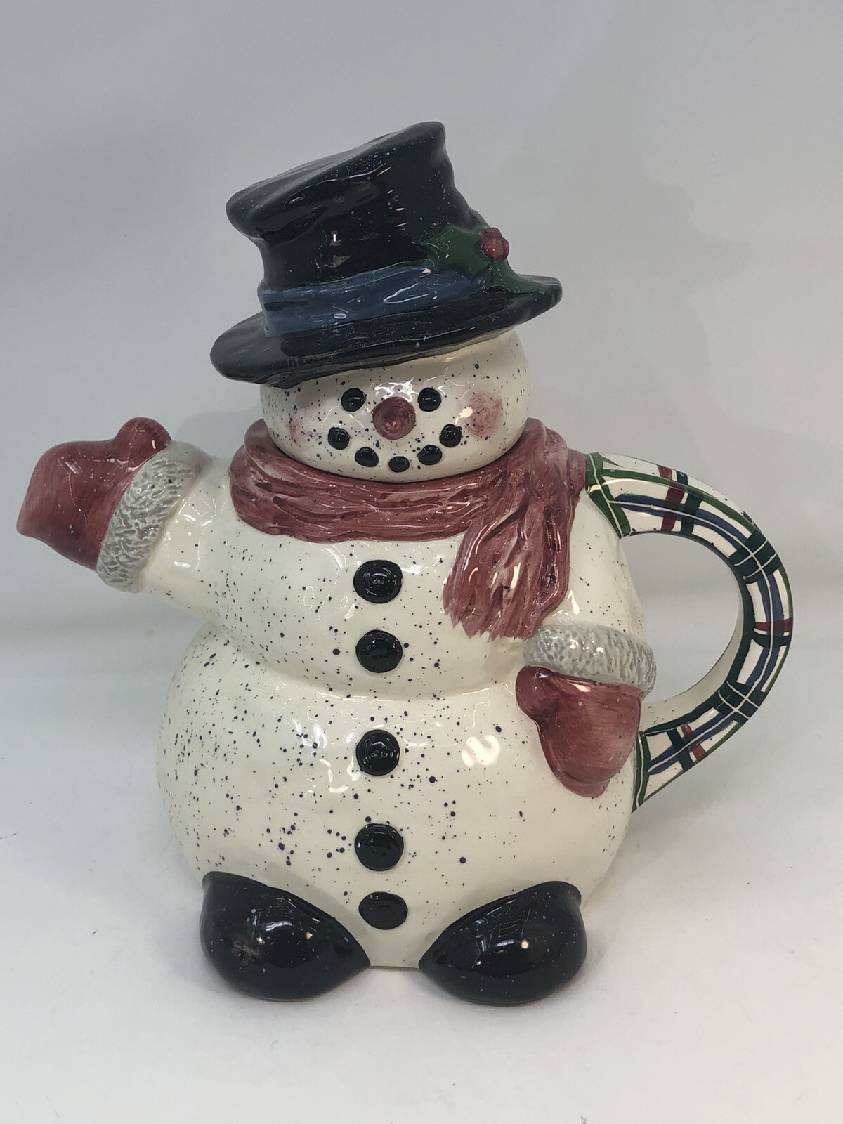 Snowman Vtg Enesco Julie Ueland Snowman Tea Pot 1998