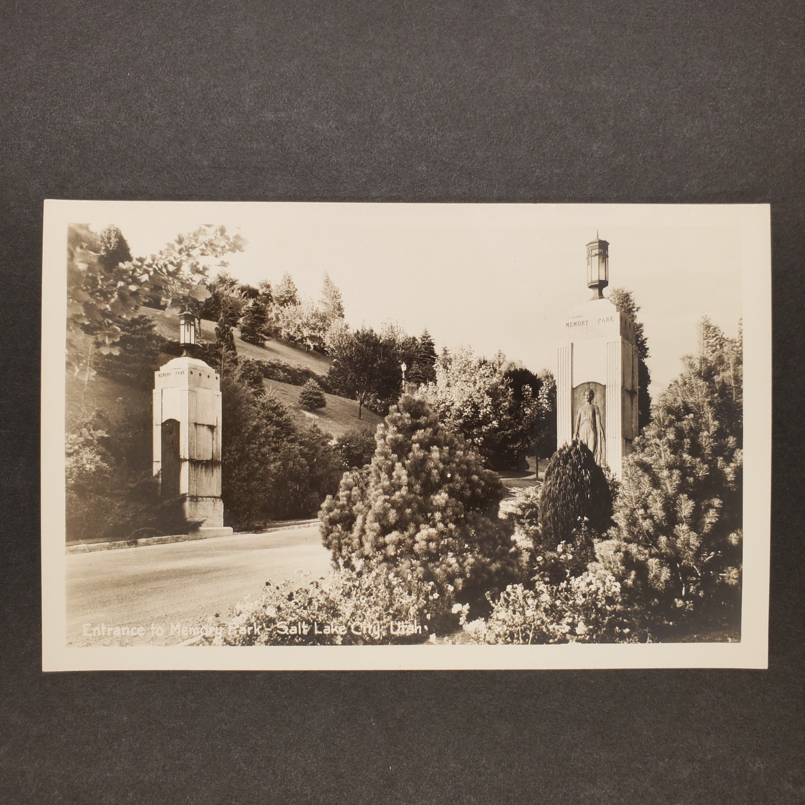 RPPC Postcard Salt Lake City Utah Memory Park Entrance Real Photo