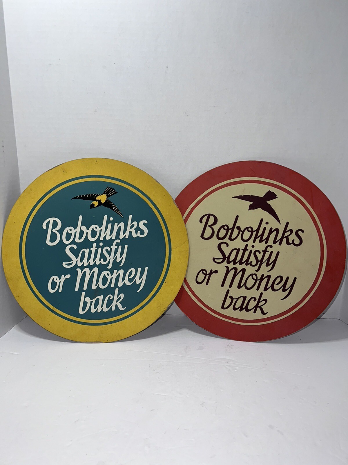Antique Signs 1925 Bobolinks Bobolink Silk Hose -- Vintage Cardboard Lot 2 Bird