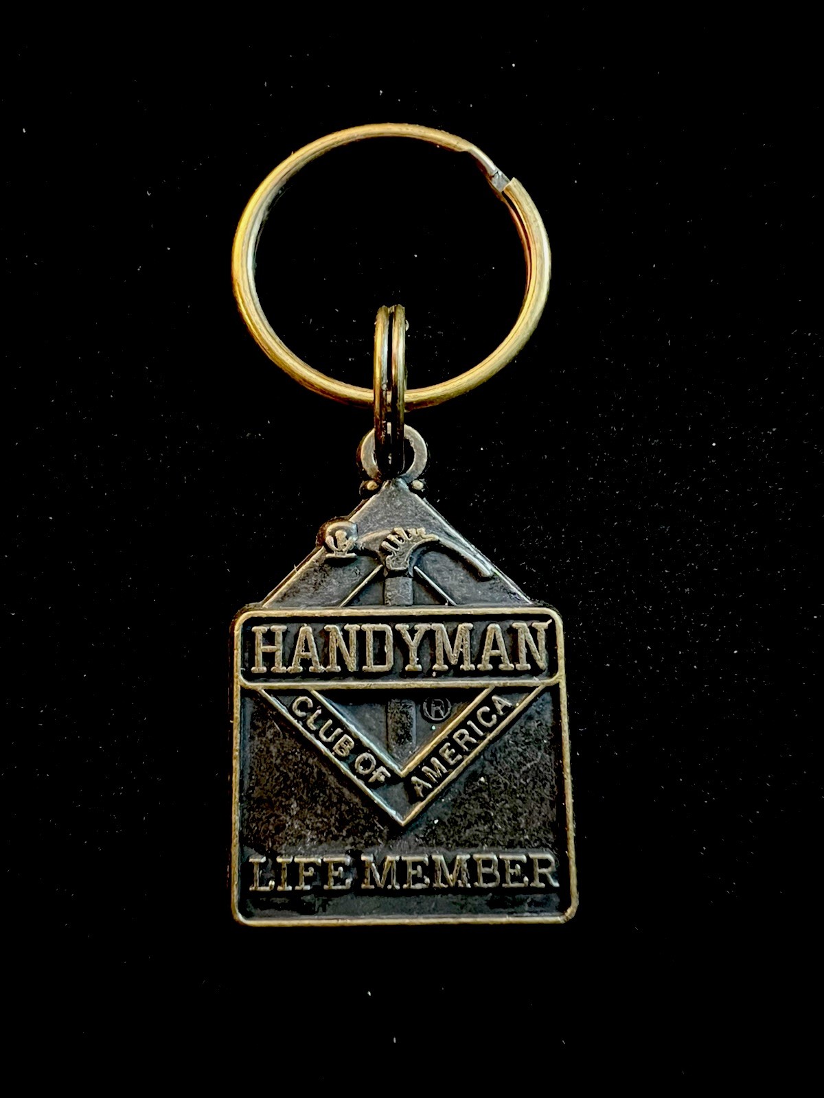 Vintage 1990's Handyman Club of America Lifetime Member Brass Keychain 