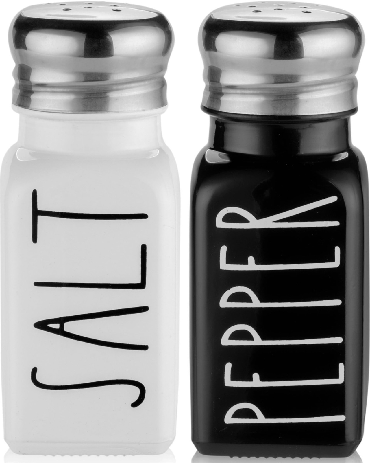 Salt and Pepper Shakers Set by Brighter Barns - Modern Large, Black / White