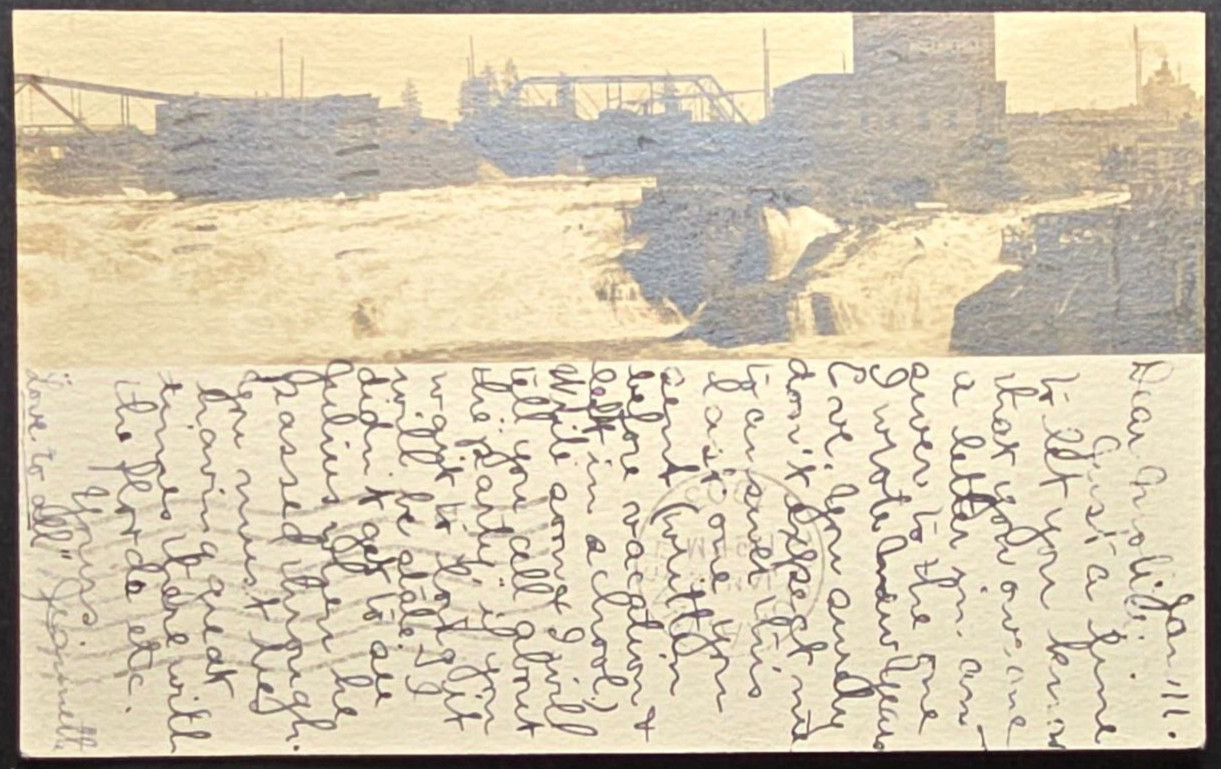 1903 Private Mailing Card – The Falls of Spokane – Undivided, Historic View 1903 Private Mailing Card – The Falls of Spokane – Undivided, Historic View