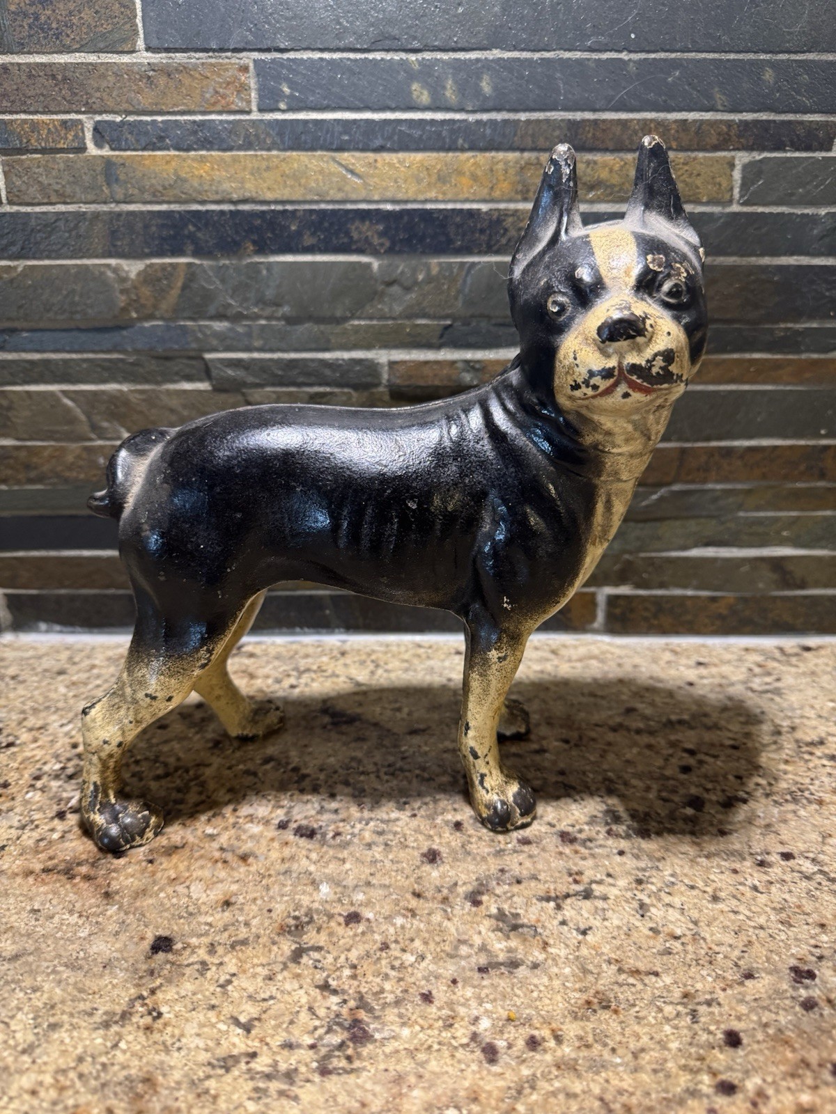 Antique Cast Iron Boston Terrier Doorstop 8.5\