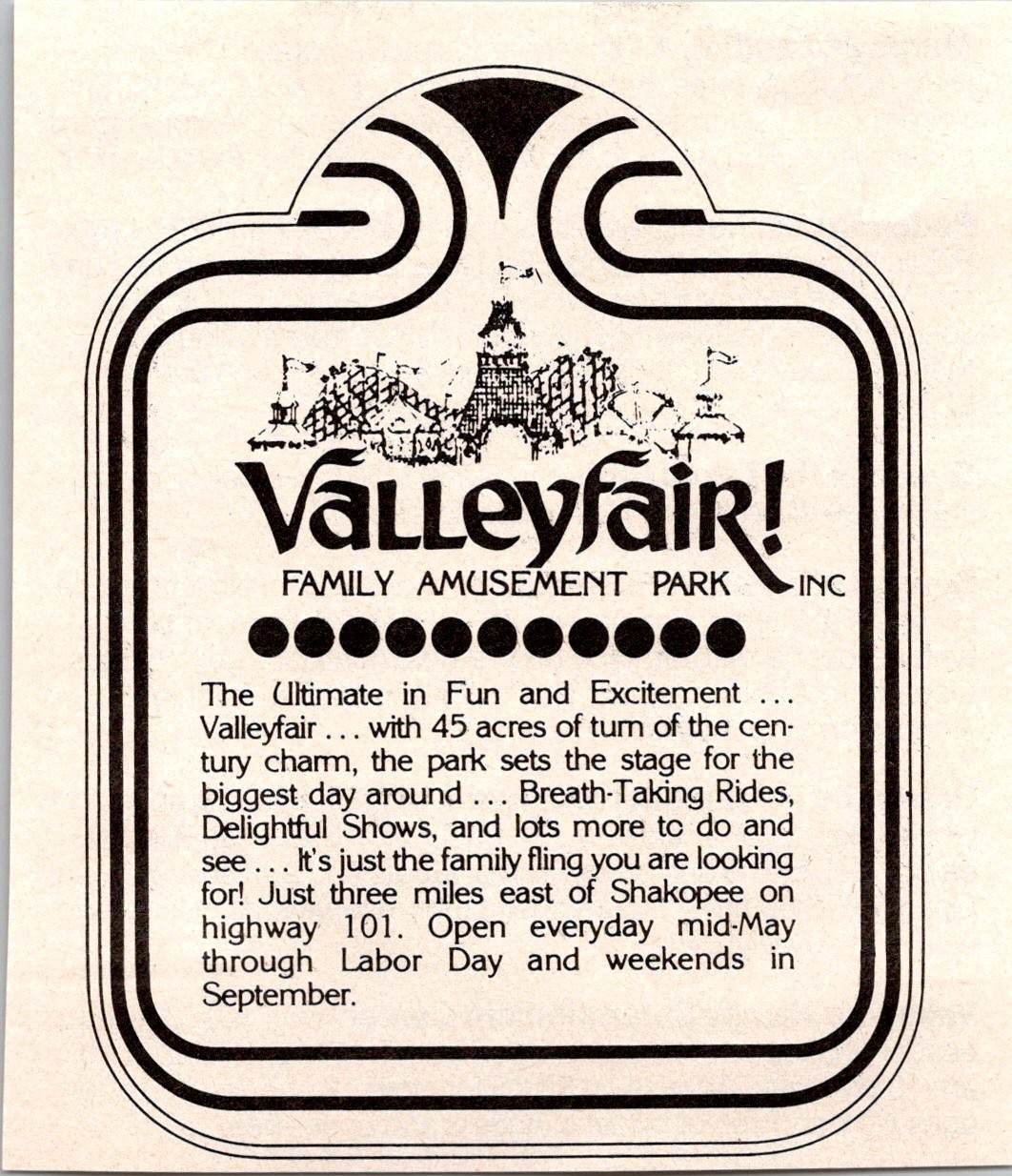Valleyfair Family Amusement Park Inc. Ultimate inf Fun 1981 MN Ad TAK1-M25