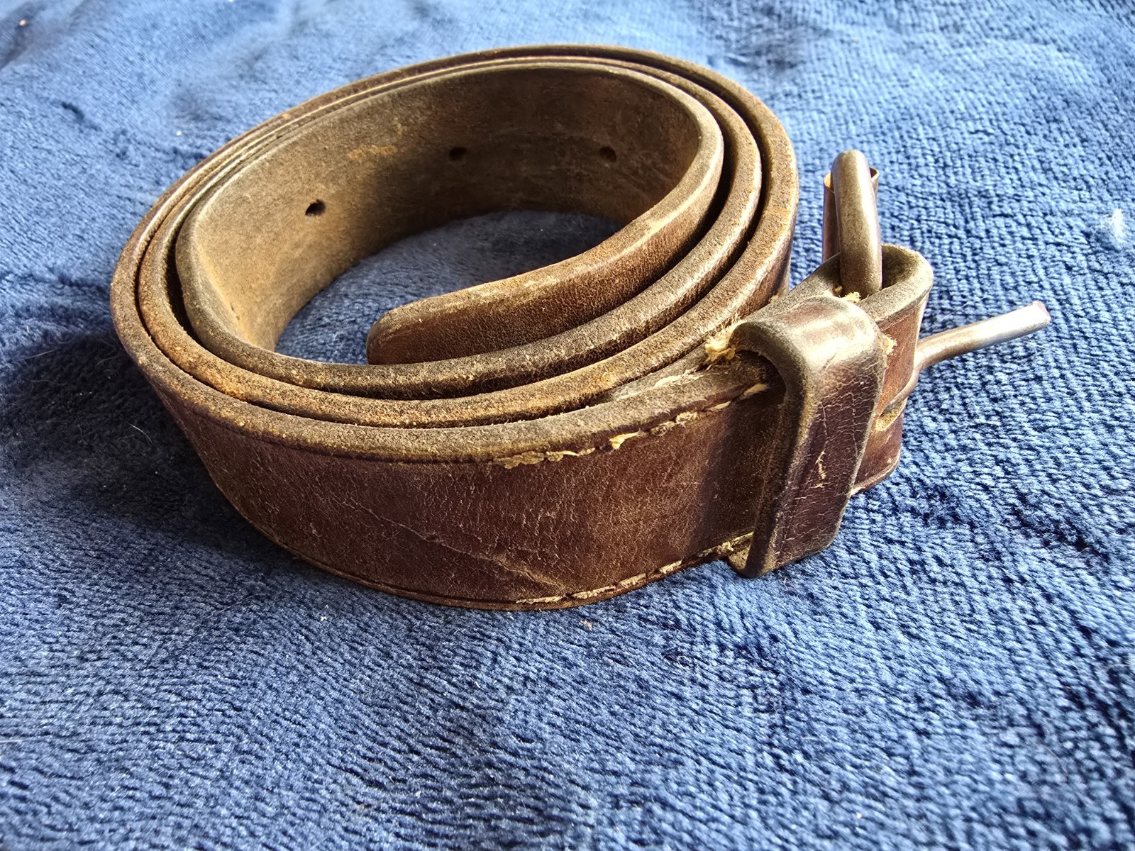 VTG WW2 Swiss Army Leather Trouser Belt MARKED 1943 Militaria Patina ORIGINAL