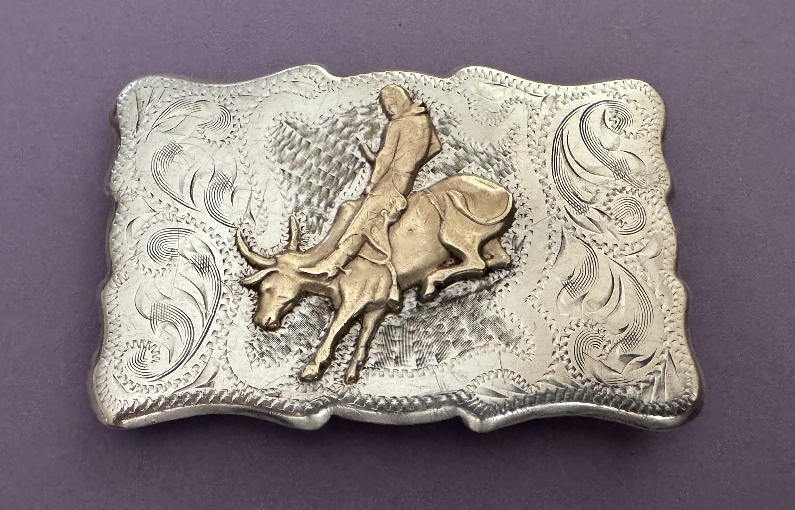 VTG Rare Rough Stock Frontier Sterling Silver Bull Rider BULLRIDING Belt Buckle VTG Rare Rough Stock Frontier Sterling Silver Bull Rider BULLRIDING Belt Buckle